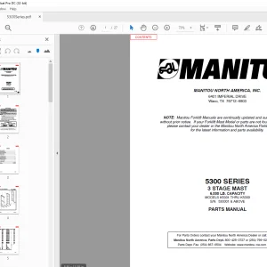 Manitou Crane 5300 SERIES 3 STAGE MAST PARTS MANUAL