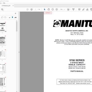 Manitou Crane 5700 SERIES 3 STAGE MAST PARTS MANUAL - PDF DOWNLOAD