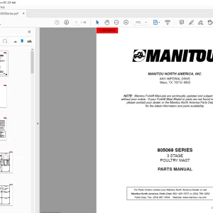 Manitou Crane 805069 SERIES 3 STAGE POULTRY MAST PARTS MANUAL