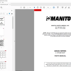 Manitou Crane 805454 SERIES 2-STAGE MAST PARTS MANUAL