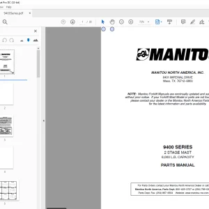 Manitou Crane 9400 SERIES 2 STAGE MAST PARTS MANUAL - PDF DOWNLOAD