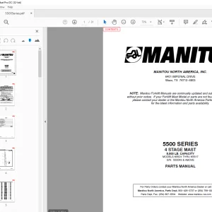 Manitou Forklift 5500 SERIES 4 STAGE MAST PARTS MANUAL - PDF DOWNLOAD