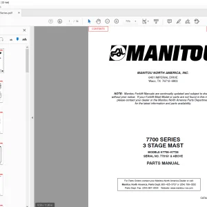 Manitou Forklift 7700 SERIES 3 STAGE MAST PARTS MANUAL