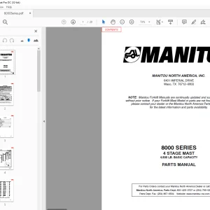 Manitou Forklift 8000 SERIES 4 STAGE MAST Parts Manual