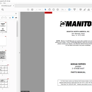 Manitou Forklift 805348 SERIES MSI50H 2-STAGE MAST Parts Manual