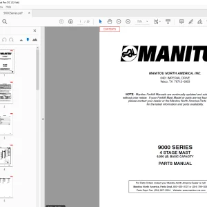 Manitou Forklift 9000 SERIES 4 STAGE MAST PARTS MANUAL - PDF DOWNLOAD