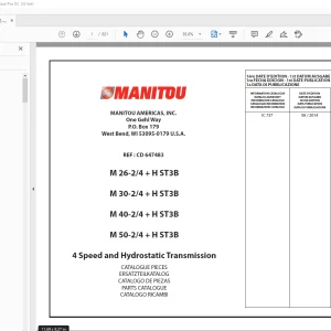Manitou Forklift M 26-24 + H ST3B 4-Speed and Hydrostatic Transmission Parts Manual
