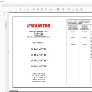 Manitou Forklift M 26-2/4 ST3B Parts Manual - PDF DOWNLOAD