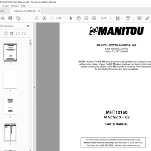 Manitou Forklift MHT10160 M SERIES -E2 Parts Manual - PDF DOWNLOAD
