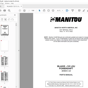 Manitou Forklift MLA628-120 LSU POWERSHIFT SERIES 3-E2 Parts Manual PDF