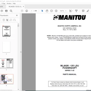 Manitou Forklift MLA628-120 LSU POWERSHIFT SERIES 3-E2 Parts Manual PDF
