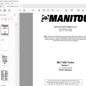 Manitou Forklift MLT 628 Turbo Series 1 Parts Manual - PDF DOWNLOAD