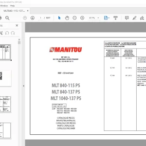 Manitou Forklift MLT 840-115 PS MLT 840-137 PS MLT 1040-137 PS Parts Manual PDF
