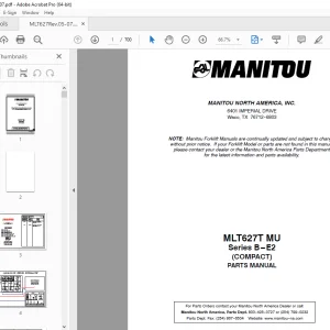 Manitou Forklift MLT627T MU Series B-E2 (COMPACT) Parts Manual PDF