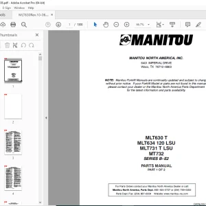 Manitou Forklift MLT630 T MLT634 120 LSU MLT731 T LSU MT732 SERIES B-E2 Parts Manual PDF