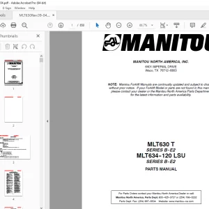 Manitou Forklift MLT630 T SERIES B-E2 MLT634-120 LSU SERIES B-E2 Parts Manual PDF
