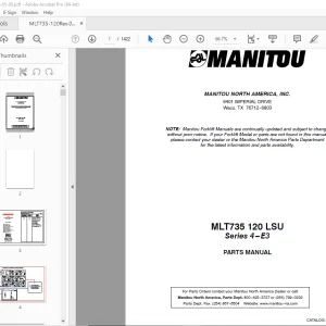 Manitou Forklift MLT735 120 LSU Series 4-E3 Parts Manual - PDF DOWNLOAD