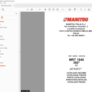 Manitou Forklift MRT 1840 Parts Manual - PDF DOWNLOAD