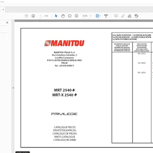 Manitou Forklift MRT 2540 MRT-X 2540 PARTS MANUAL - PDF DOWNLOAD