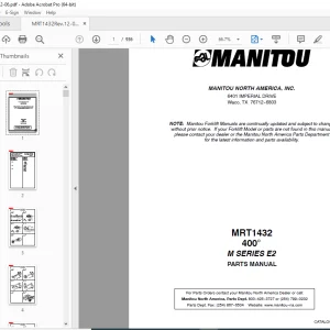 Manitou Forklift MRT1432 400° M SERIES E2 Parts Manual - PDF DOWNLOAD
