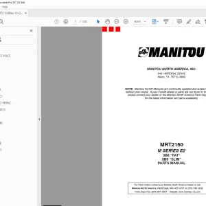 Manitou Forklift MRT2150 M SERIES E2 PARTS MANUAL - PDF DOWNLOAD