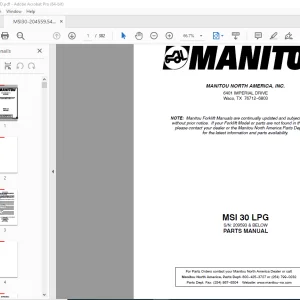 Manitou Forklift MSI 30 LPG Parts Manual - PDF DOWNLOAD