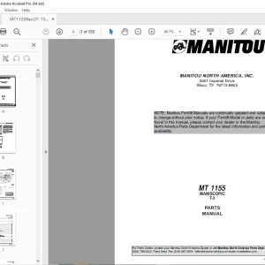 Manitou Forklift MT 1155 MANISCOPIC T-3 Parts Manual - PDF DOWNLOAD