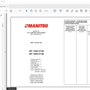 Manitou Forklift MT 1440 ST3B MT 1840 ST3B COMFORT LINE Parts Manual PDF