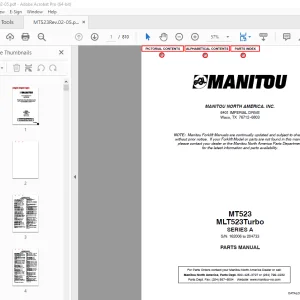 Manitou Forklift MT523 MLT523Turbo SERIES A Parts Manual PDF