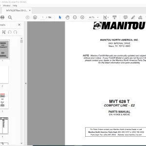 Manitou Forklift MVT 628 T COMFORT LINE E2 Parts Manual - PDF DOWNLOAD