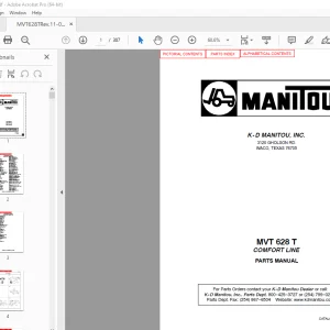 Manitou Forklift MVT 628 T COMFORT LINE Parts Manual - PDF DOWNLOAD