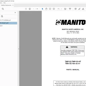 Manitou Forklift TMP-55/TMP-55-HT TMV-55/TMV-55-HT PARTS MANUAL