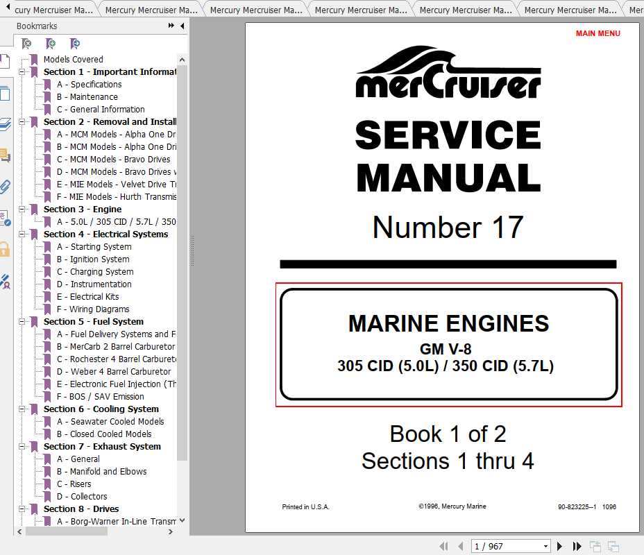 Mercury Mercruiser Marine Engine PDF Service Manual - DOWNLOAD ...