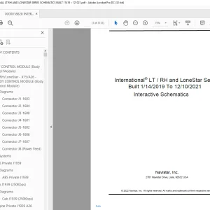 Navistar International LT / RH and LoneStar Series Schematics Manual 0000018828
