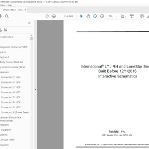 Navistar International LT / RH and LoneStar Series Schematics Manual