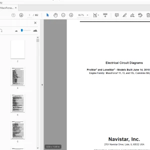 Navistar MaxxForce 11, 13, & 15L, Cummins ISX, & N13 ProStar & LoneStar Electrical Circuit Diagrams - PDF