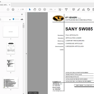 SANY SW085 ARTICULATED LOADER PARTS MANUAL - PDF