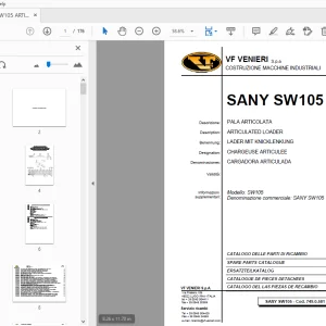 SANY SW105 ARTICULATED LOADER PARTS MANUAL - PDF