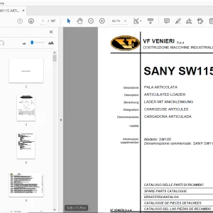 SANY SW115 ARTICULATED LOADER PARTS MANUAL - PDF