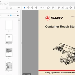 Sany Container Reach Stacker Safety, Operation & Maintenance Manual - PDF