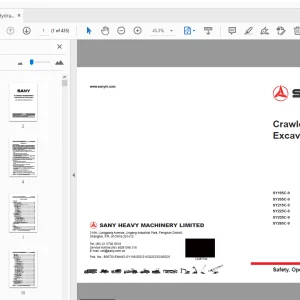 Sany SY195C-9 SY205C-9 SY215C-9 SY225C-9 SY235C-9 SY265C-9 Safety, Operation & Maintenance Manual - PDF