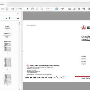 Sany Crawler Hydraulic Excavator SY195/205/215/225C9 Service Manual - PDF