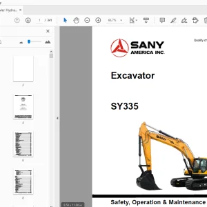 Sany Crawler Hydraulic Excavator  SY335 Safety, Operation Maintenance Manual - PDF