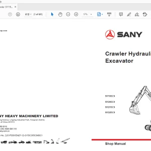 Sany SY195C9,SY2105C9,SY215C9,SY225C9 Crawler Hydraulic Excavator Service Manual - PDF
