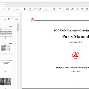 Sany SCC500D Hydraulic Crawler Crane Spare Parts Manual PDF
