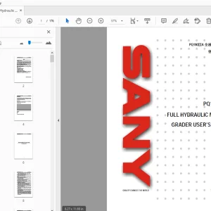 Sany PQ190IIIA Full Hydraulic Motor Grader Service Manual - PDF