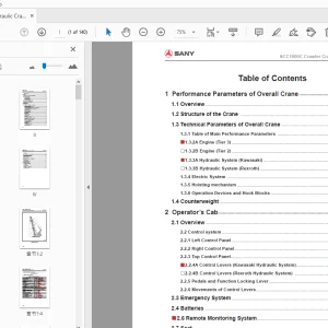 Sany SCC1000C Hydraulic Crawler Crane Operation Manual - PDF