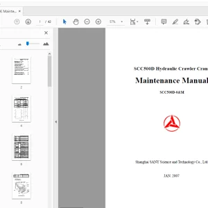 Sany SCC500D Hydraulic Crawler Crane Maintenance Manual - PDF