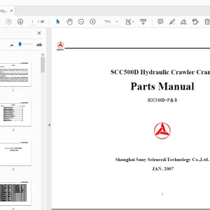 Sany SCC500D Hydraulic Crawler Crane Parts Manual - PDF