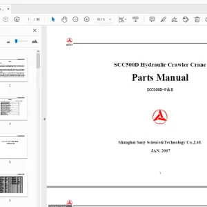 Parts Book for Sany SCC500D Crawler Crane (PDF)